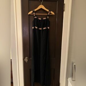 Vintage Lanz Black Floral Embroidered Dress. EUC.